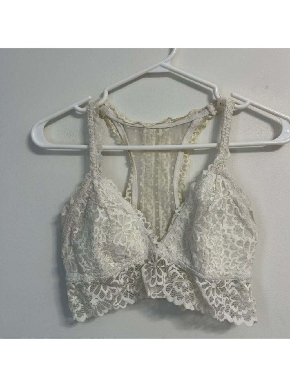 Aerie White Racerback Lace Bralette